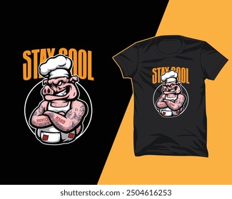 fat chef pig t shirt design