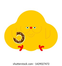 Fat chicken. Small chicken chick with obesity