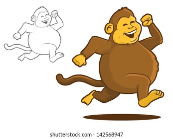 Fat Chimpanzee Running Cartoon/Chunky Monkey