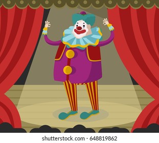 fat chubby clown on theater stage