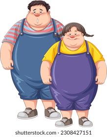 Fat Couple CArtoon Characters illustration