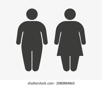 Fat couple icon. Obese man and woman vector illustration isolated on white background.