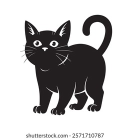 Fat and cute cat silhouette vector art