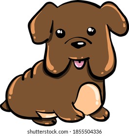 Fat cute dog, illustration, vector on white background