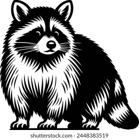 Fat Cute Sad Racoon Sitting Alone