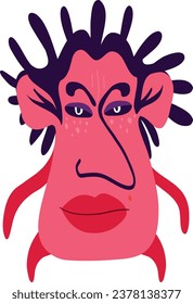 fat demon with a cute face. Modern cartoon illustration for Halloween holiday