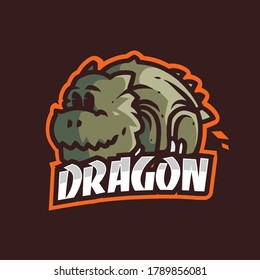 Fat dragon mascot gaming logo template