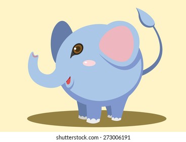 fat elephant super cute cartoon vector