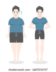 Fat Fit Concept Man Loosing His Stock Vector (Royalty Free) 1607076757 ...