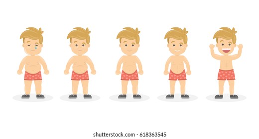 From fat to fit. Obese man becomes fit and healthy.