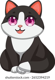 Fat Fluffy Cat Cute Cartoon Kitten Vector