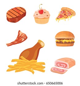 fat food vector icon illustration. cartoon collection