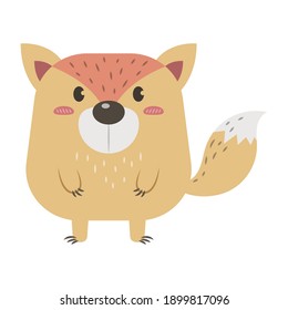 Fat fox vector illustration cartoon isolated on white background. Cute fox vector cartoon.