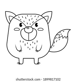 Fat fox vector illustration cartoon isolated on white background. Cute fox vector cartoon coloring page.