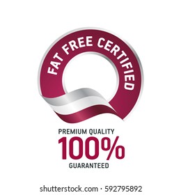 Fat Free Certified Red Ribbon Label Logo Icon