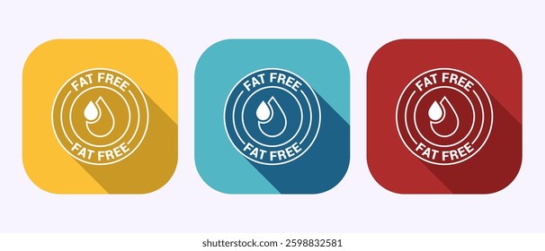 Fat free icon design illustration. Zero fat circle badge label in shadow button design