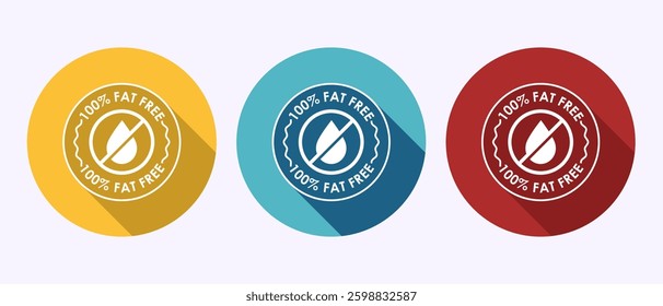 Fat free icon design illustration. Zero fat circle badge label in shadow button design
