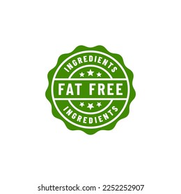 fat free label or best fat free icon vector isolated on white background. Best Fat free label, burst, seal or sticker flat vector icon. For fat free product labels. Healthy product stamp.