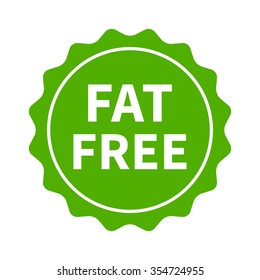 Fat free label, burst, seal or sticker flat vector icon