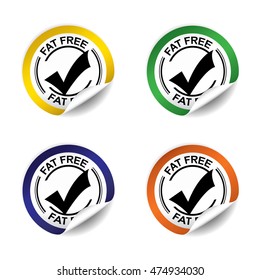 Fat Free sticker, button, label and sign set - vector