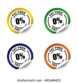 Fat  free sticker, button, label and sign set - vector