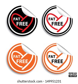 Fat free sticker set.-eps10 vector