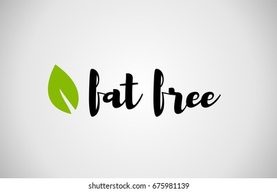 fat free text green leaf black white logo vector creative company icon design template color colorful black background handwritten handwriting