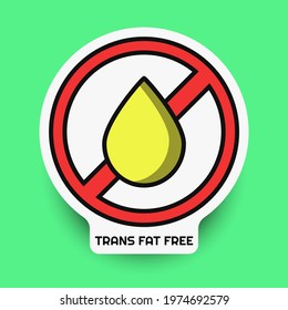 Fat free vector isolated sticker. Fat free emblem for allergen and allergy. Concept of logo in flat style with outline and shadow. Allergy stimulus vector for banner design. Substitute icon for eating