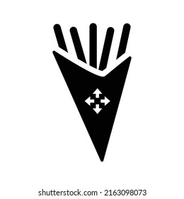 Fat, fries, frying icon. Black vector graphics.