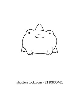 fat frog in a cap, sits, vector illustration flat sticker, line
