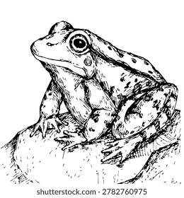 A fat frog on a rock