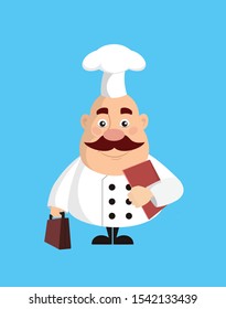 Fat Funny Chef - Standing with File and Briefcase