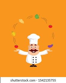 Fat Funny Chef - Standing with Open Hands
