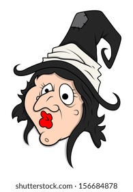 fat funny witch - Halloween vector illustration