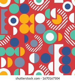 Fat geometry vintage seamless patern in trendy color shades. Vector background.