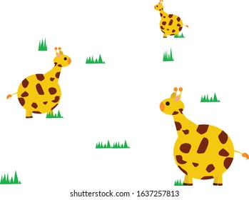 Fat Giraffes with grass blades