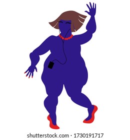 Muchacha gorda bailando. Imagen del vector
