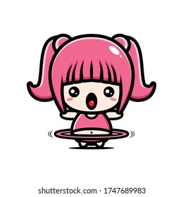Fat girl vector design playing hula hoop