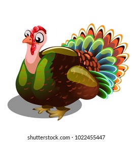 Fat gobbler isolated on white background. Vector cartoon close-up illustration.