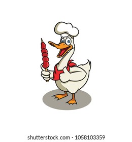 Fat Goose Chef Carrying a Skewer of Meats