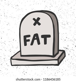 Fat Gravestone. Sticker for social media content. Vector hand drawn illustration design. Bubble pop art comic style poster, t shirt print, post card, video blog cover