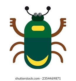 Fat green beetle. Cute wild animals cartoon illustration. Insects concept. Colored flat vector isolated on white background