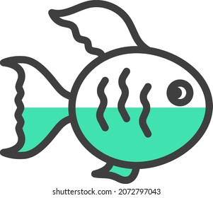 Fat green sea fish, illustration, vector, on a white background.