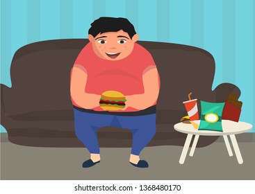 
the fat guy is on the couch