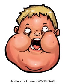 fat guy's head face screams vector illustration