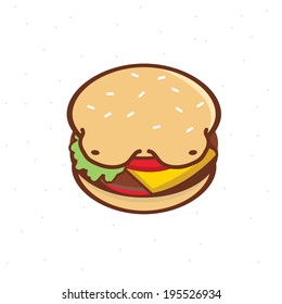 Fat hamburger - vector illustration