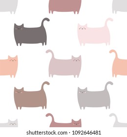Fat happy cats. Seamless vector pattern