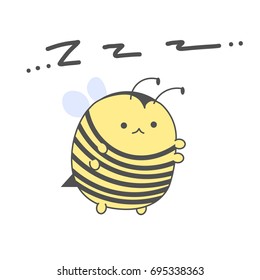 Fat honey bee character design for logo. Funny bees on a white background for t-shirt. Vector illustration