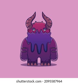 Fat Horned Creature Monster Jealous Cartoon Character