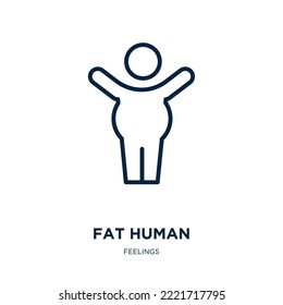 fat human icon from feelings collection. Thin linear fat human, fat, weight outline icon isolated on white background. Line vector fat human sign, symbol for web and mobile